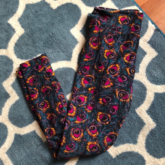 LuLaRoe Peacock Print Leggings - Picture 1 of 2